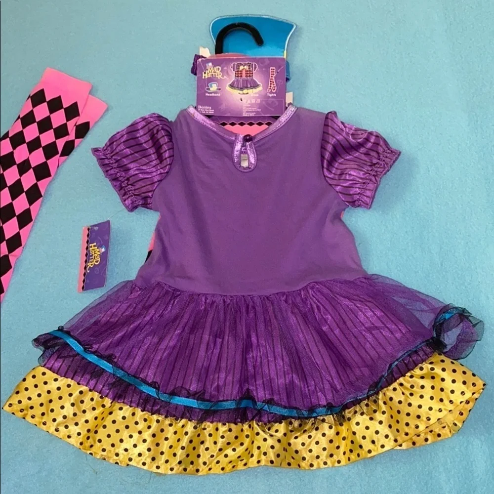 SPIRIT Mad Hatter halloween costume purple yellow pink blue NEW size 6-12 months